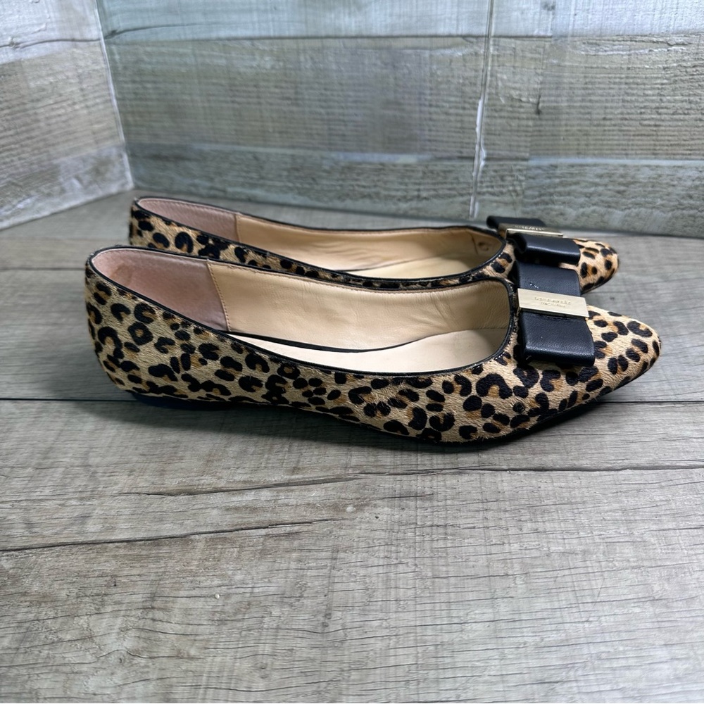 Kate S Leopard Print Norah Flats Bow Detail Calf Hair flats size 8 - Picture 2 of 7